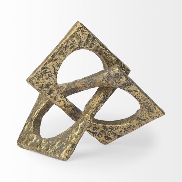 Delaunay I Large 10L X9W Gold Hammered Metal Interlinked Patterned 7