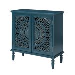 Delia Blue Floral Carved 2-Door Accent Cabinet 7 Delia Blue Floral Carved 2-Door Accent Cabinet