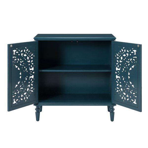 Delia Blue Floral Carved 2 Door Accent Cabinet 4 1