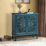 Delia Blue Floral Carved 2-Door Accent Cabinet 6 Delia Blue Floral Carved 2-Door Accent Cabinet