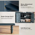 Delia Blue Floral Carved Lighted Solid Wood Sideboard