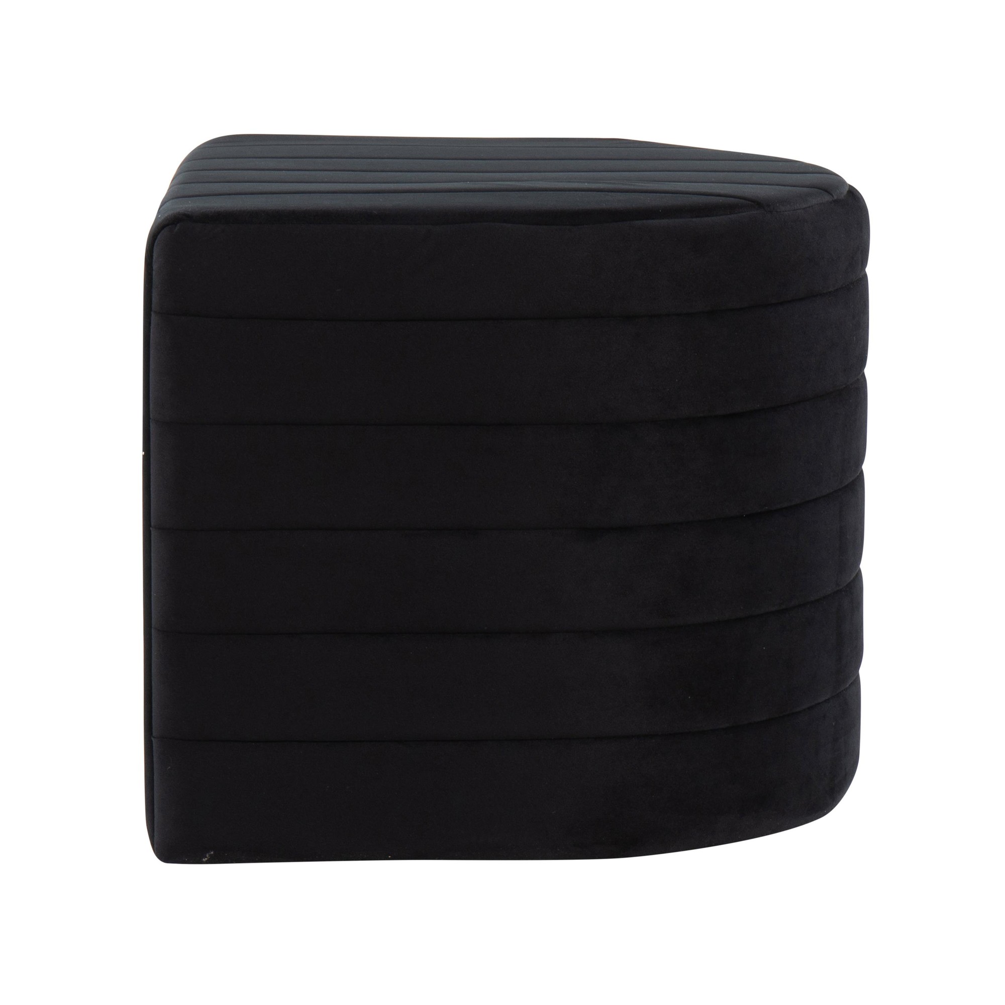Demi Black Velvet Contemporary Ottoman 5 Demi Black Velvet Contemporary Ottoman - Image 5