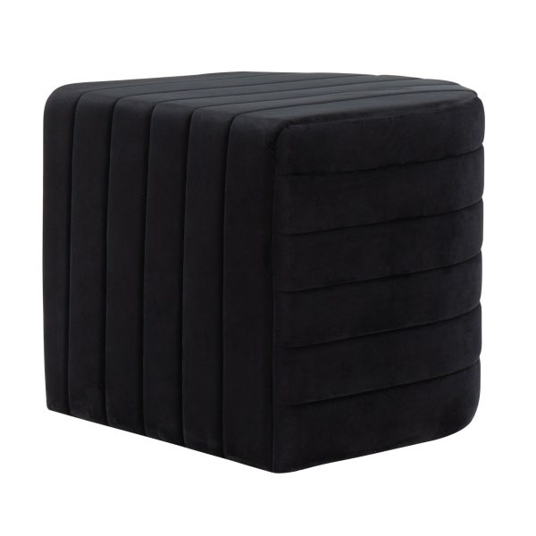 Demi Black Velvet Contemporary Ottoman 5