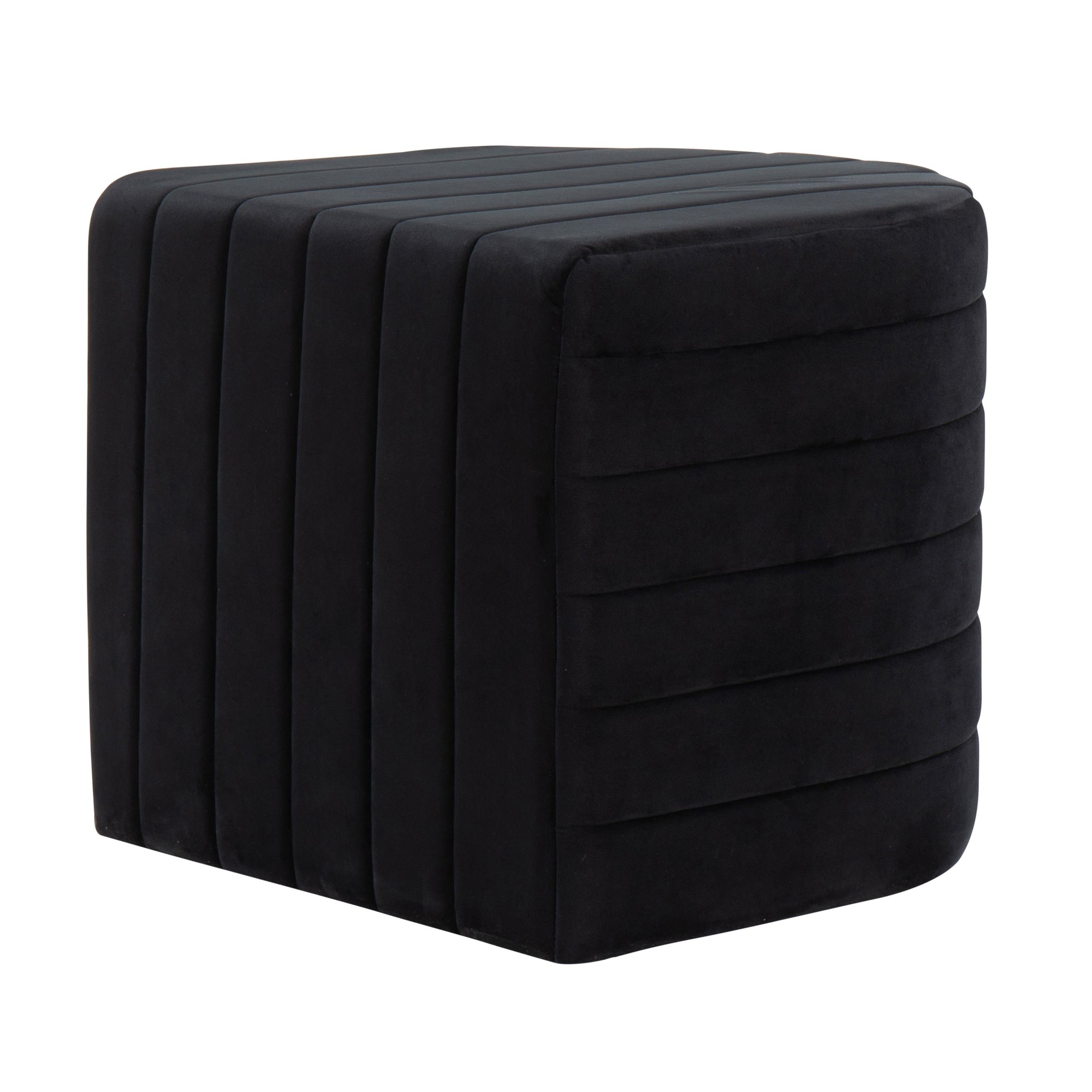 Demi Black Velvet Contemporary Ottoman 6 Demi Black Velvet Contemporary Ottoman - Image 6