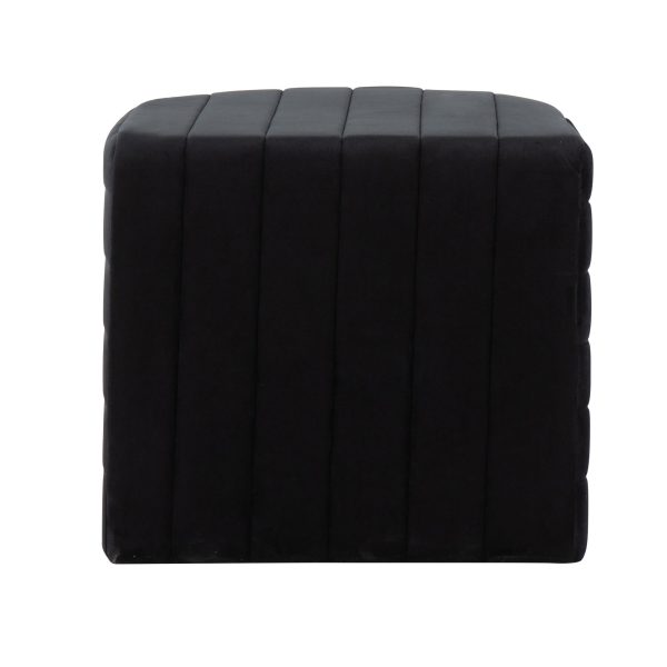 Demi Black Velvet Contemporary Ottoman 6