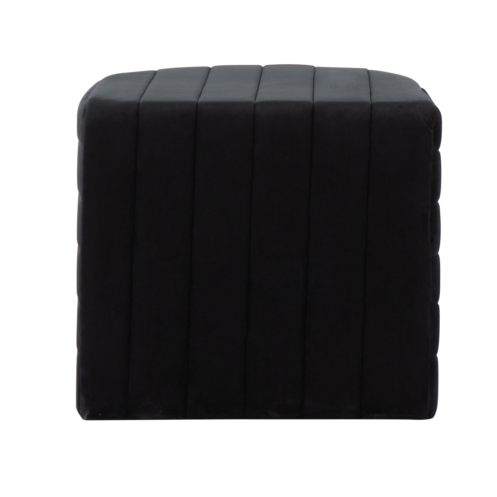 Demi Black Velvet Contemporary Ottoman 7 Demi Black Velvet Contemporary Ottoman - Image 7