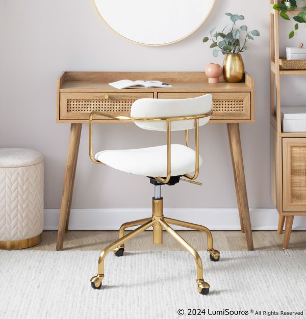 Demi Contemporary Cream Velvet Gold Metal Task Chair 1