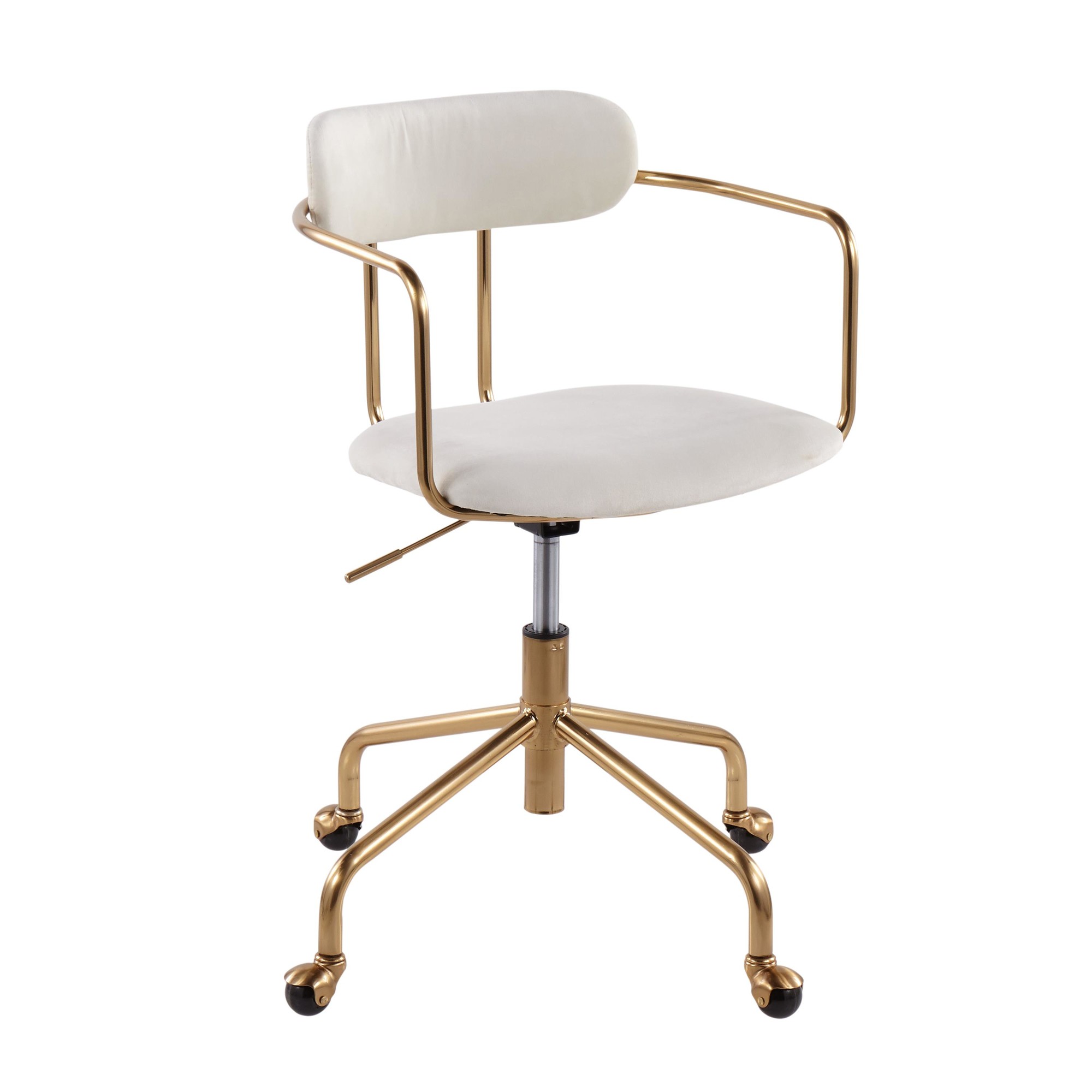 Demi Contemporary Cream Velvet Gold Metal Task Chair 4 Demi Contemporary Cream Velvet Gold Metal Task Chair - Image 4