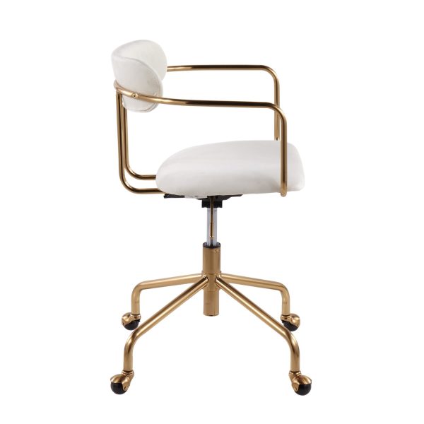 Demi Contemporary Cream Velvet Gold Metal Task Chair 4