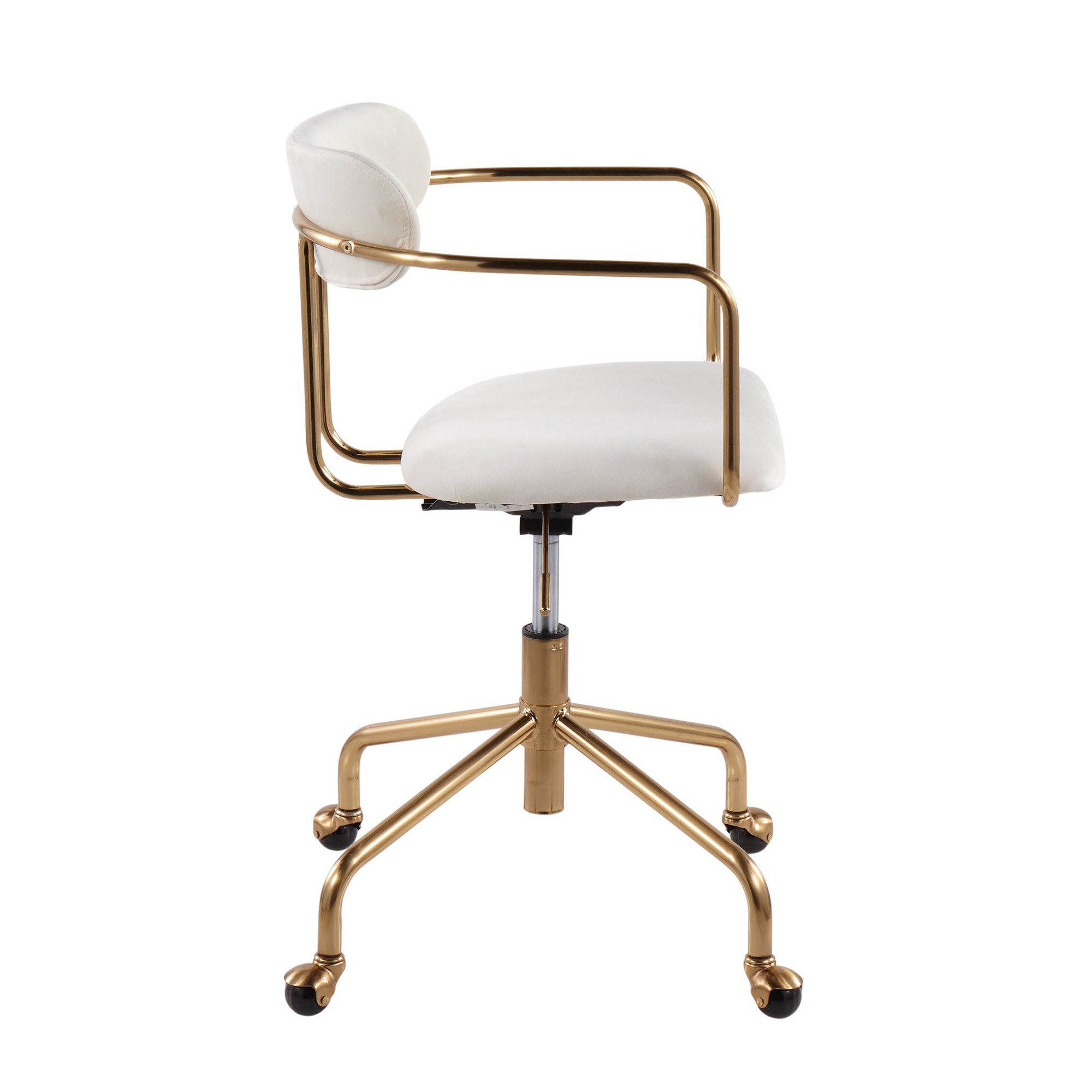 Demi Contemporary Cream Velvet Gold Metal Task Chair 5 Demi Contemporary Cream Velvet Gold Metal Task Chair - Image 5