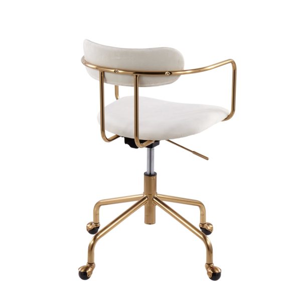Demi Contemporary Cream Velvet Gold Metal Task Chair 5