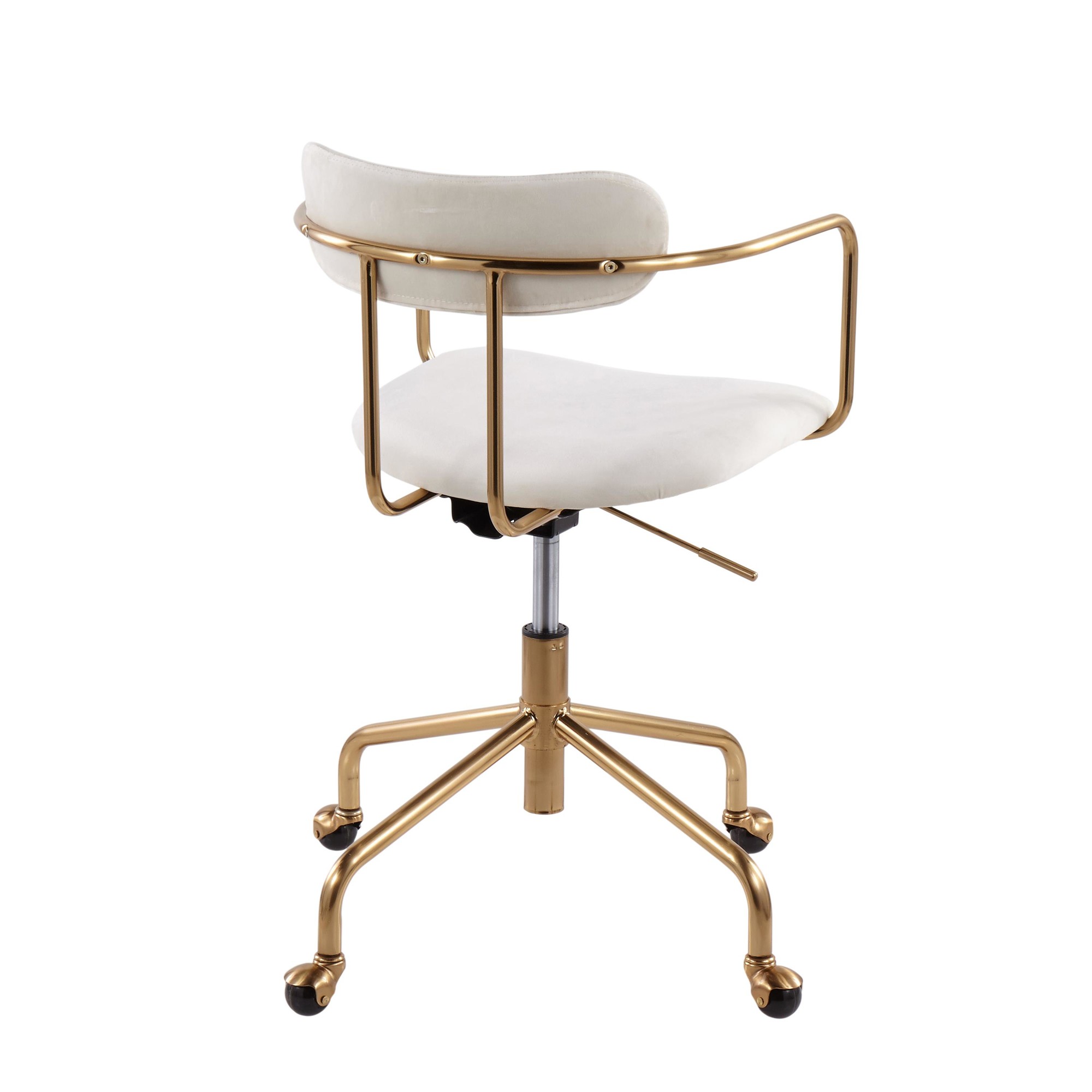 Demi Contemporary Cream Velvet Gold Metal Task Chair 6 Demi Contemporary Cream Velvet Gold Metal Task Chair - Image 6