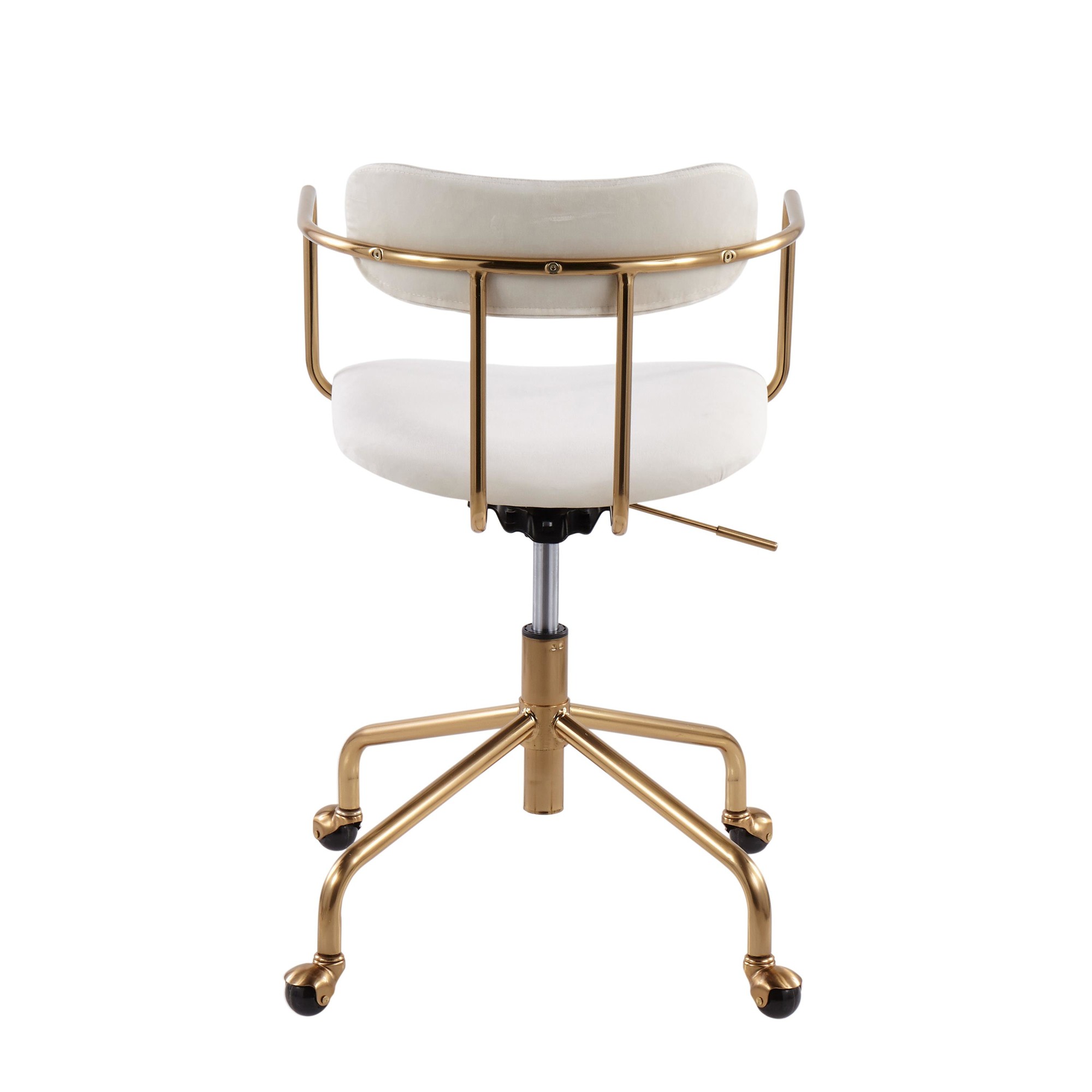 Demi Contemporary Cream Velvet Gold Metal Task Chair 7 Demi Contemporary Cream Velvet Gold Metal Task Chair - Image 7