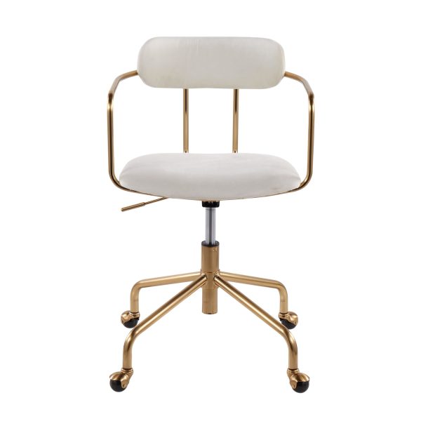 Demi Contemporary Cream Velvet Gold Metal Task Chair 7