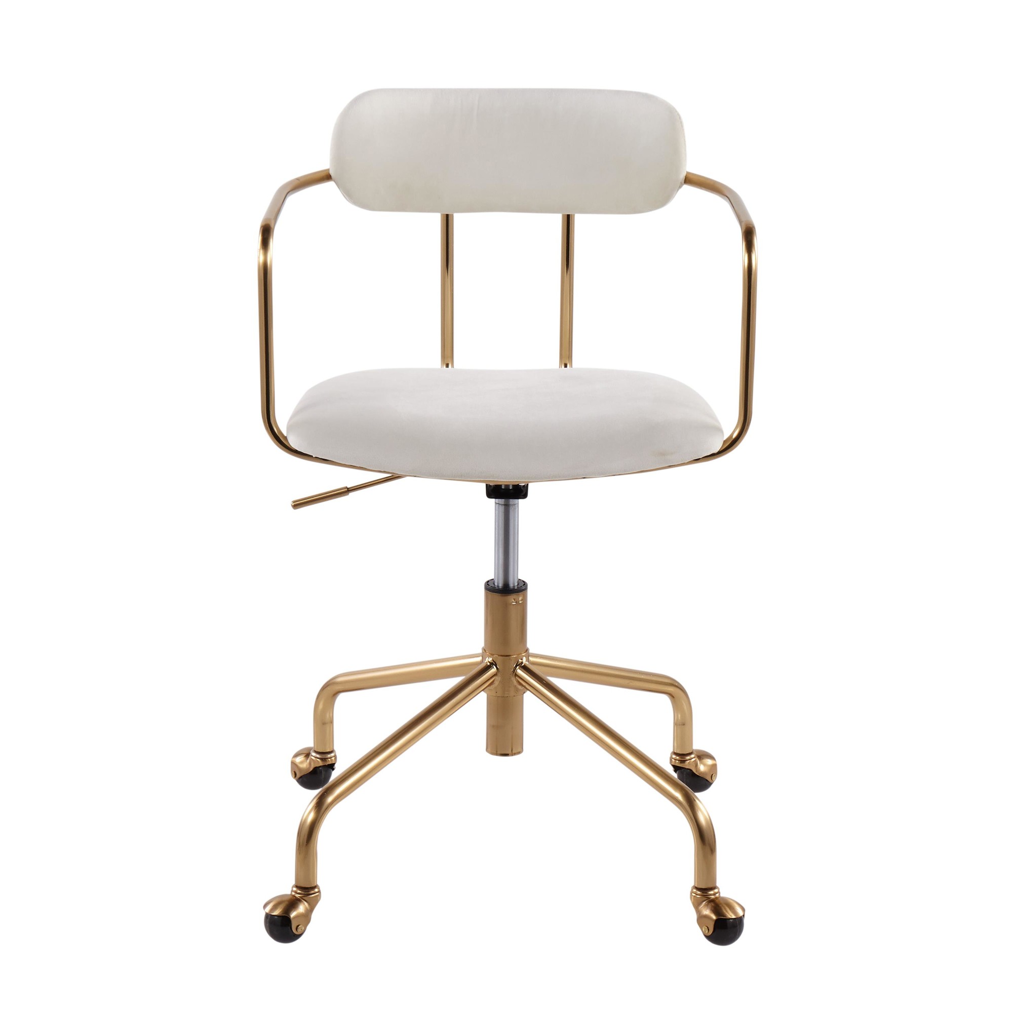 Demi Contemporary Cream Velvet Gold Metal Task Chair 8 Demi Contemporary Cream Velvet Gold Metal Task Chair - Image 8