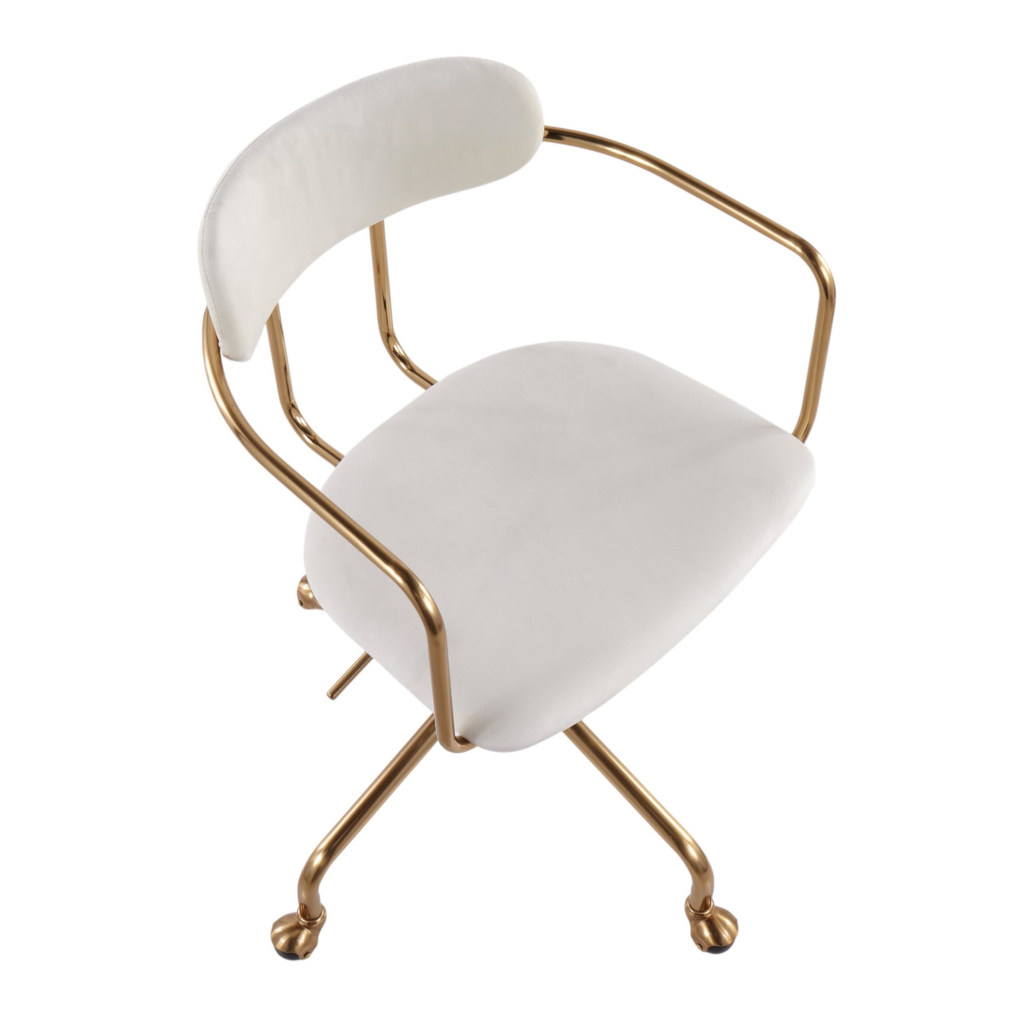 Demi Contemporary Cream Velvet Gold Metal Task Chair 9 Demi Contemporary Cream Velvet Gold Metal Task Chair - Image 9