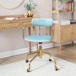 Demi Contemporary Light Blue Velvet Gold Office Chair