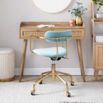 Demi Contemporary Light Blue Velvet Gold Office Chair