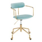 Demi Contemporary Light Blue Velvet Gold Office Chair