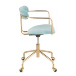 Demi Contemporary Light Blue Velvet Gold Office Chair