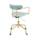 Demi Contemporary Light Blue Velvet Gold Office Chair
