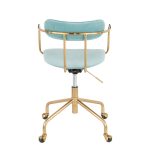 Demi Contemporary Light Blue Velvet Gold Office Chair
