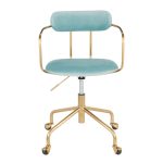Demi Contemporary Light Blue Velvet Gold Office Chair
