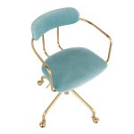Demi Contemporary Light Blue Velvet Gold Office Chair