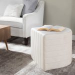 Demi Cream Velvet Contemporary Ottoman 12 Demi Cream Velvet Contemporary Ottoman