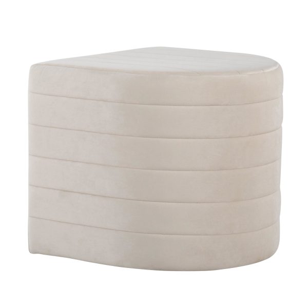 Demi Cream Velvet Contemporary Ottoman 3