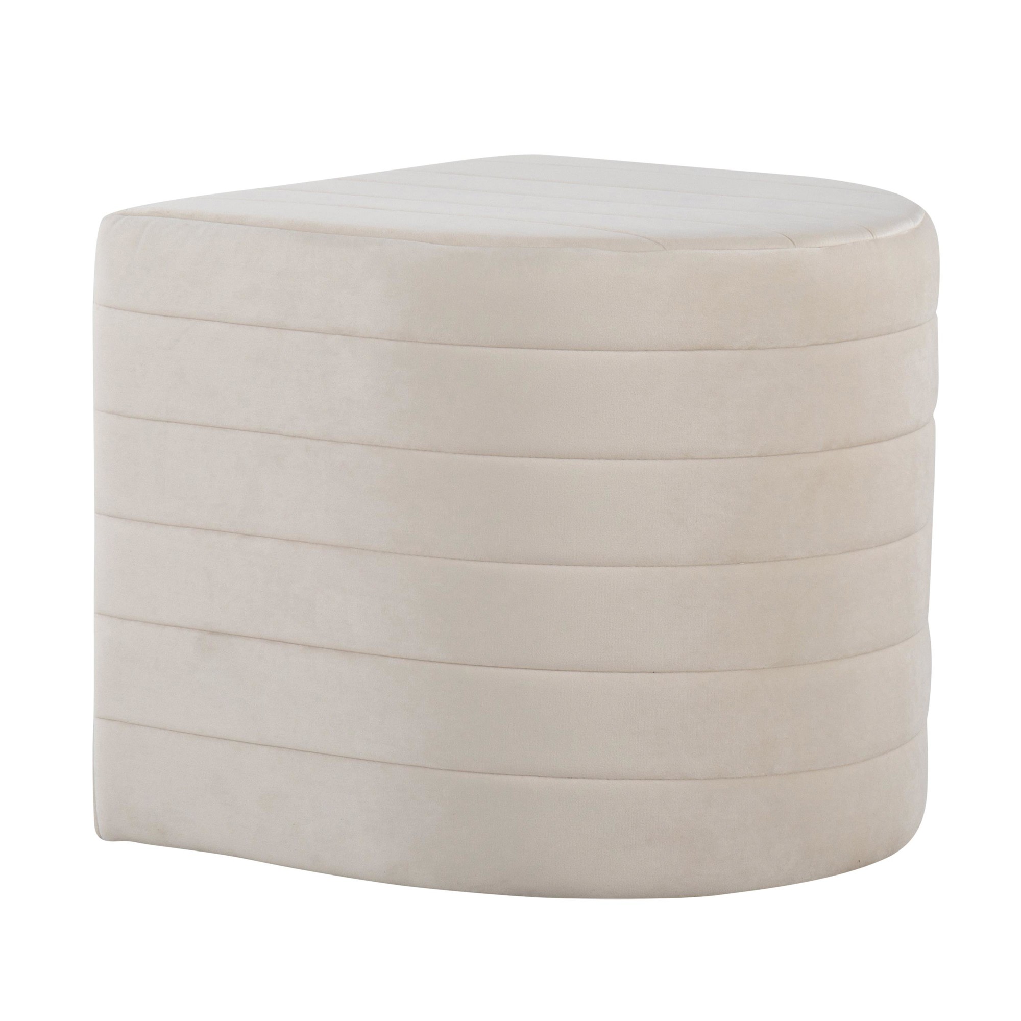 Demi Cream Velvet Contemporary Ottoman 4 Demi Cream Velvet Contemporary Ottoman - Image 4