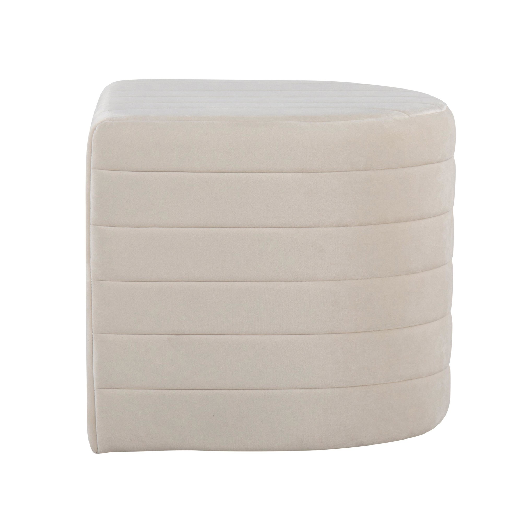Demi Cream Velvet Contemporary Ottoman 5 Demi Cream Velvet Contemporary Ottoman - Image 5