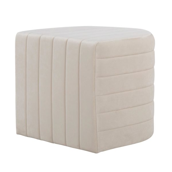 Demi Cream Velvet Contemporary Ottoman 5