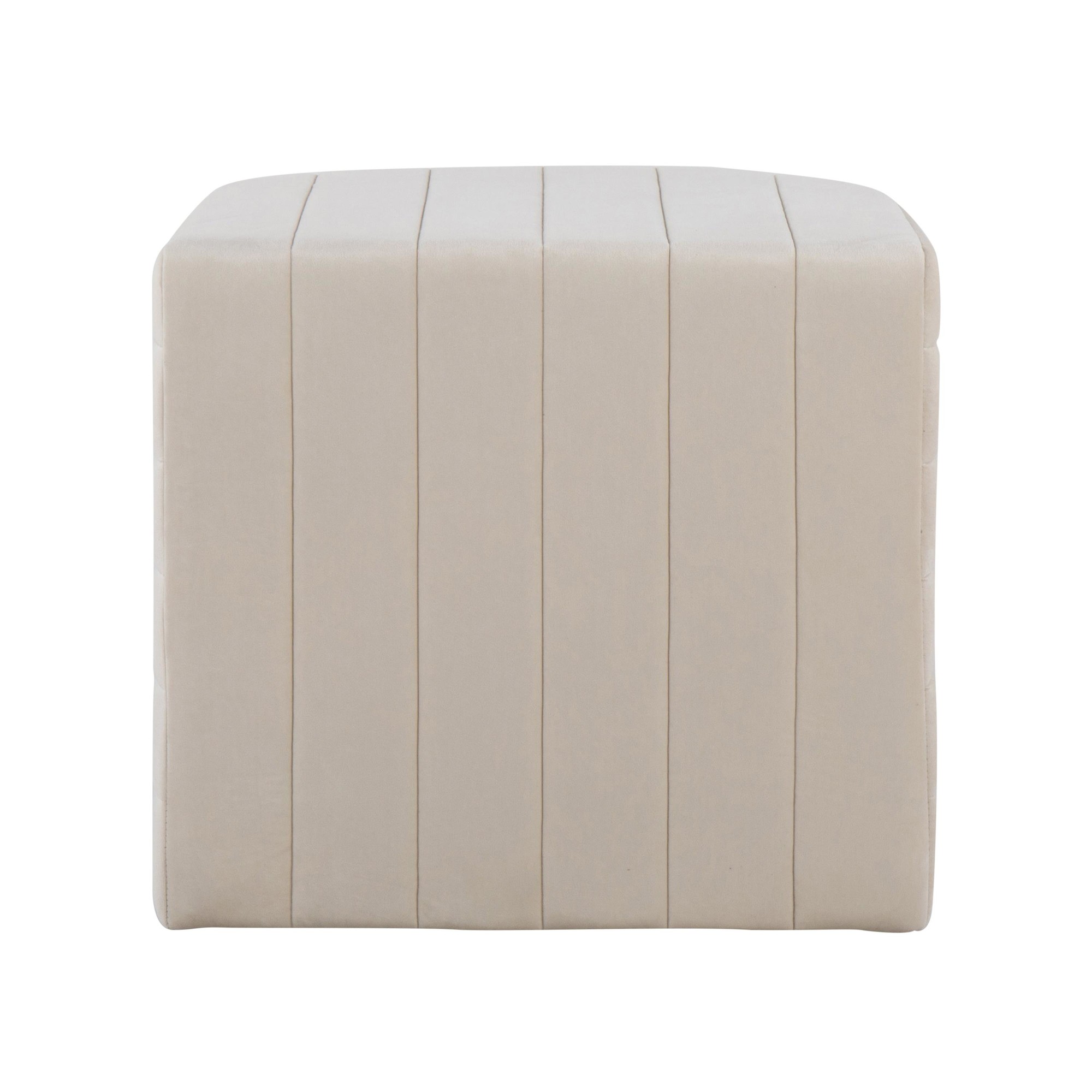 Demi Cream Velvet Contemporary Ottoman 7 Demi Cream Velvet Contemporary Ottoman - Image 7