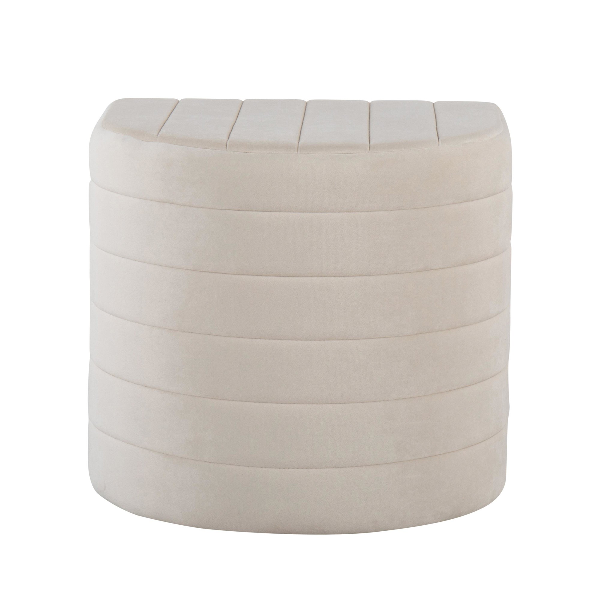 Demi Cream Velvet Contemporary Ottoman 8 Demi Cream Velvet Contemporary Ottoman - Image 8