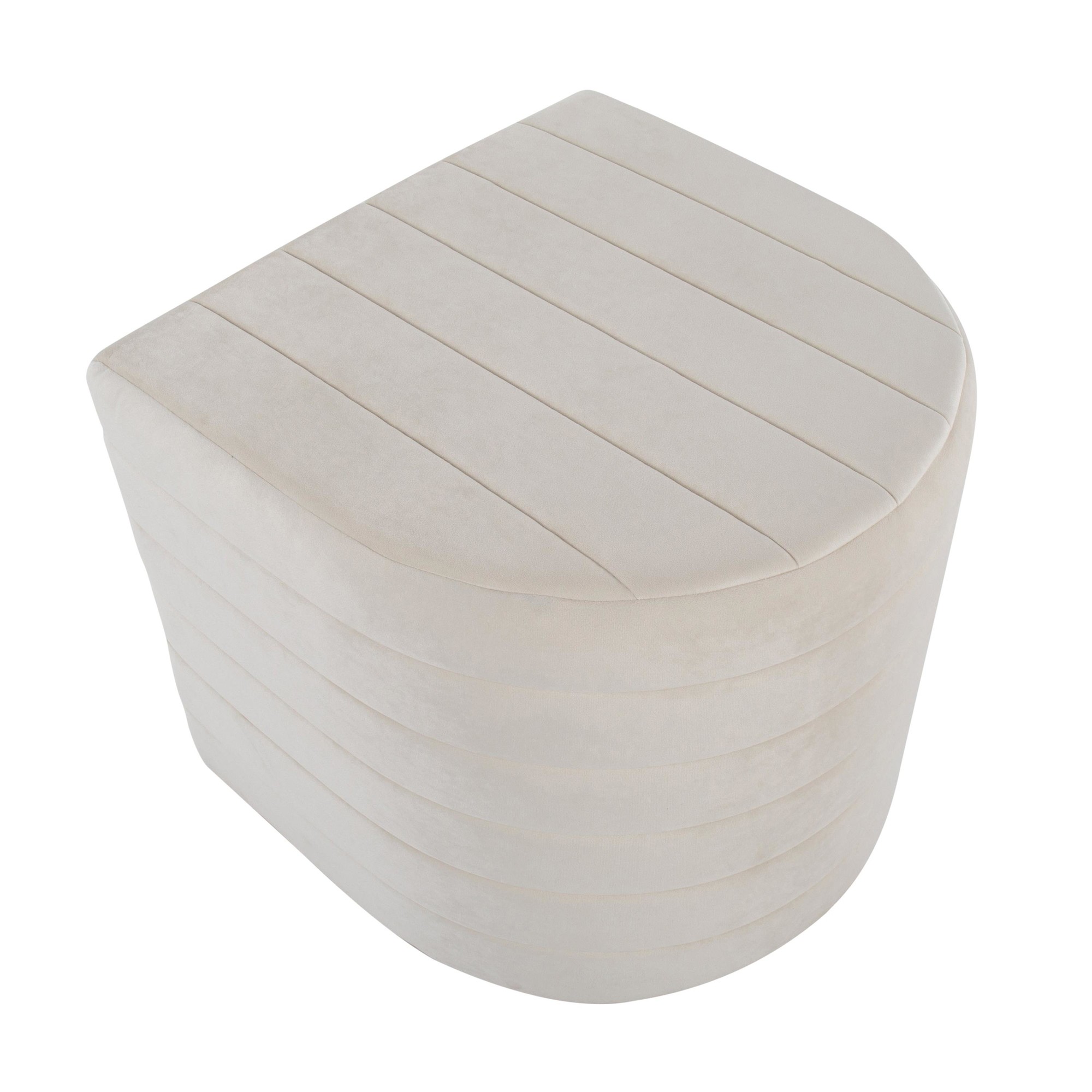 Demi Cream Velvet Contemporary Ottoman 9 Demi Cream Velvet Contemporary Ottoman - Image 9