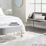 Demi Glam Silver Velvet Pleated Bench with Gold Steel Frame 12 Demi Glam Silver Velvet Pleated Bench with Gold Steel Frame