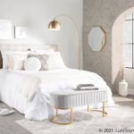 Demi Glam Silver Velvet Pleated Bench with Gold Steel Frame 14 Demi Glam Silver Velvet Pleated Bench with Gold Steel Frame