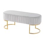 Demi Glam Silver Velvet Pleated Bench with Gold Steel Frame 17 Demi Glam Silver Velvet Pleated Bench with Gold Steel Frame