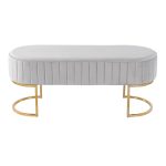 Demi Glam Silver Velvet Pleated Bench with Gold Steel Frame 18 Demi Glam Silver Velvet Pleated Bench with Gold Steel Frame