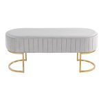 Demi Glam Silver Velvet Pleated Bench with Gold Steel Frame 19 Demi Glam Silver Velvet Pleated Bench with Gold Steel Frame