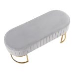 Demi Glam Silver Velvet Pleated Bench with Gold Steel Frame 20 Demi Glam Silver Velvet Pleated Bench with Gold Steel Frame