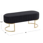 Demi Glam Silver Velvet Pleated Bench with Gold Steel Frame 21 Demi Glam Silver Velvet Pleated Bench with Gold Steel Frame