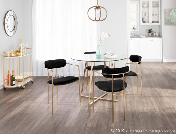 Demi Gold and Black Velvet Contemporary Chairs Set of 2 2