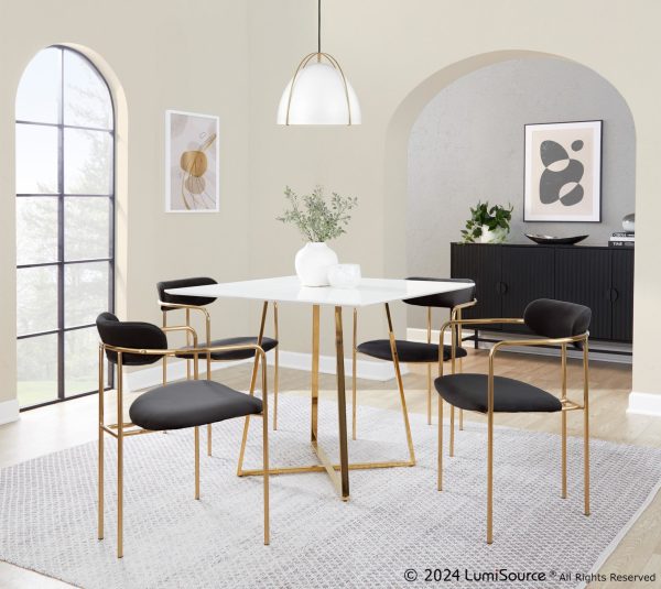Demi Gold and Black Velvet Contemporary Chairs Set of 2 3