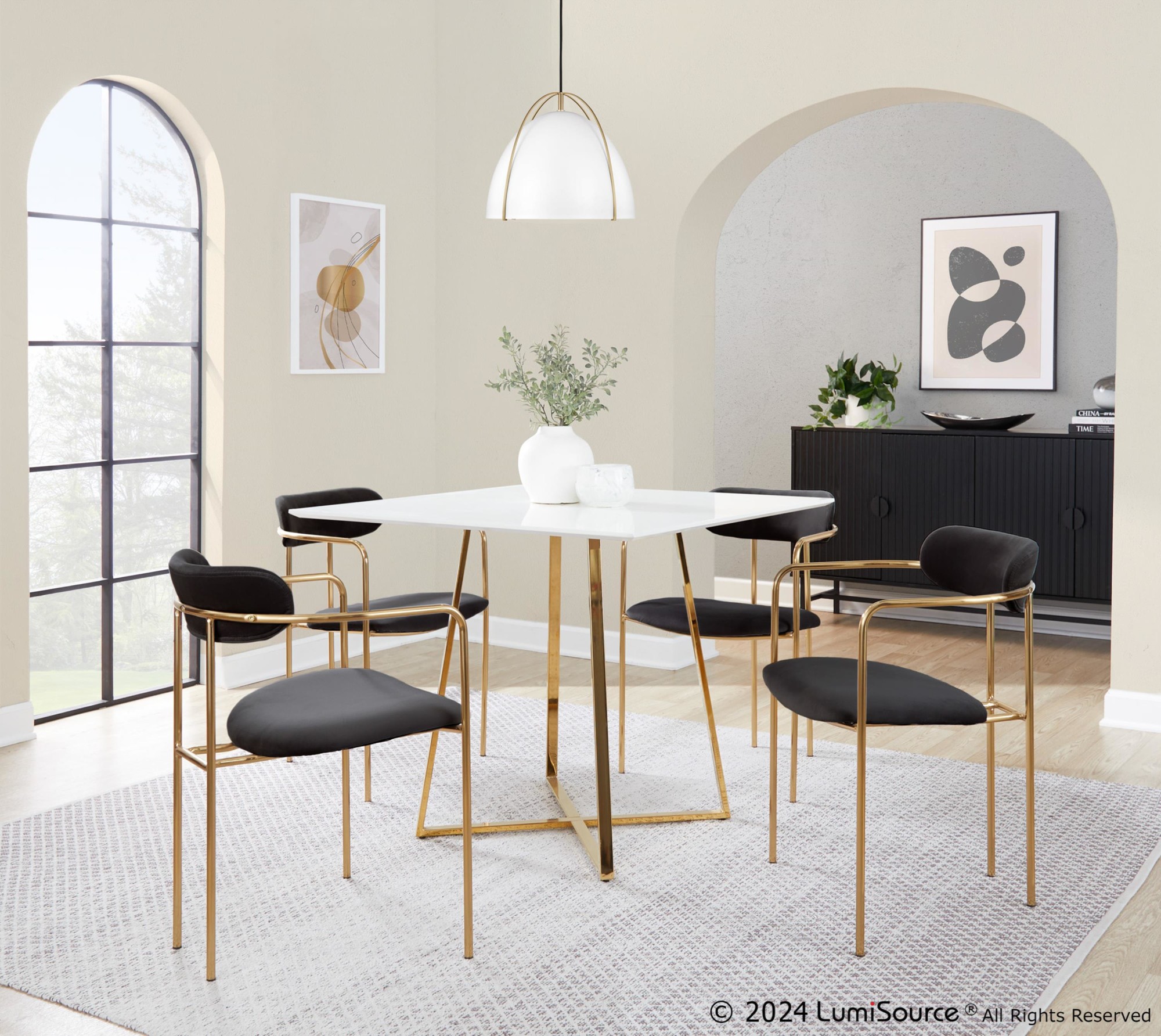 Demi Gold and Black Velvet Contemporary Chairs (Set of 2) 3 Demi Gold and Black Velvet Contemporary Chairs (Set of 2) - Image 3