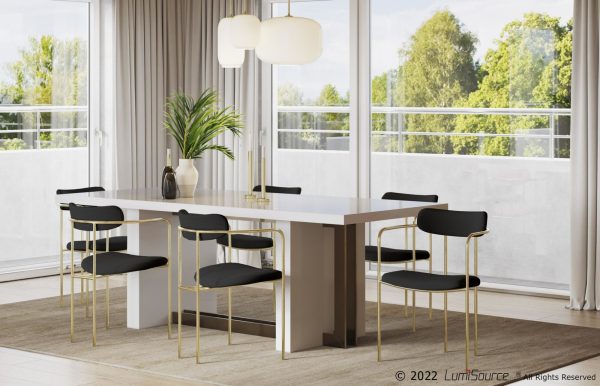 Demi Gold and Black Velvet Contemporary Chairs Set of 2 4