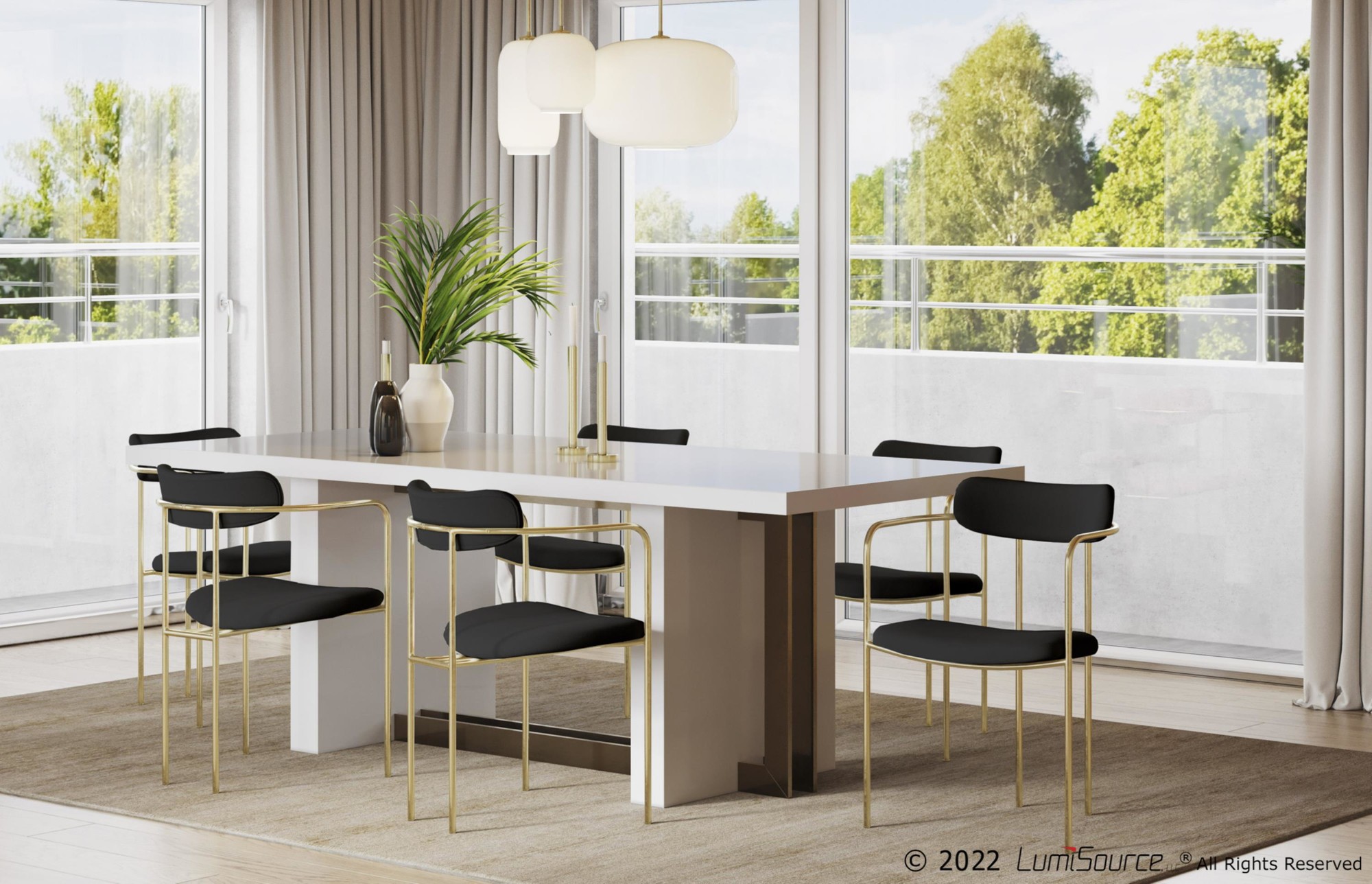 Demi Gold and Black Velvet Contemporary Chairs (Set of 2) 4 Demi Gold and Black Velvet Contemporary Chairs (Set of 2) - Image 4