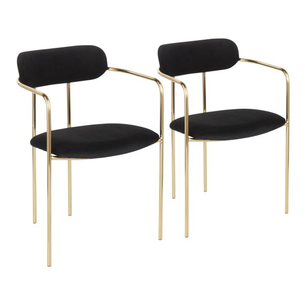 Demi Gold and Black Velvet Contemporary Chairs Set of 2 5