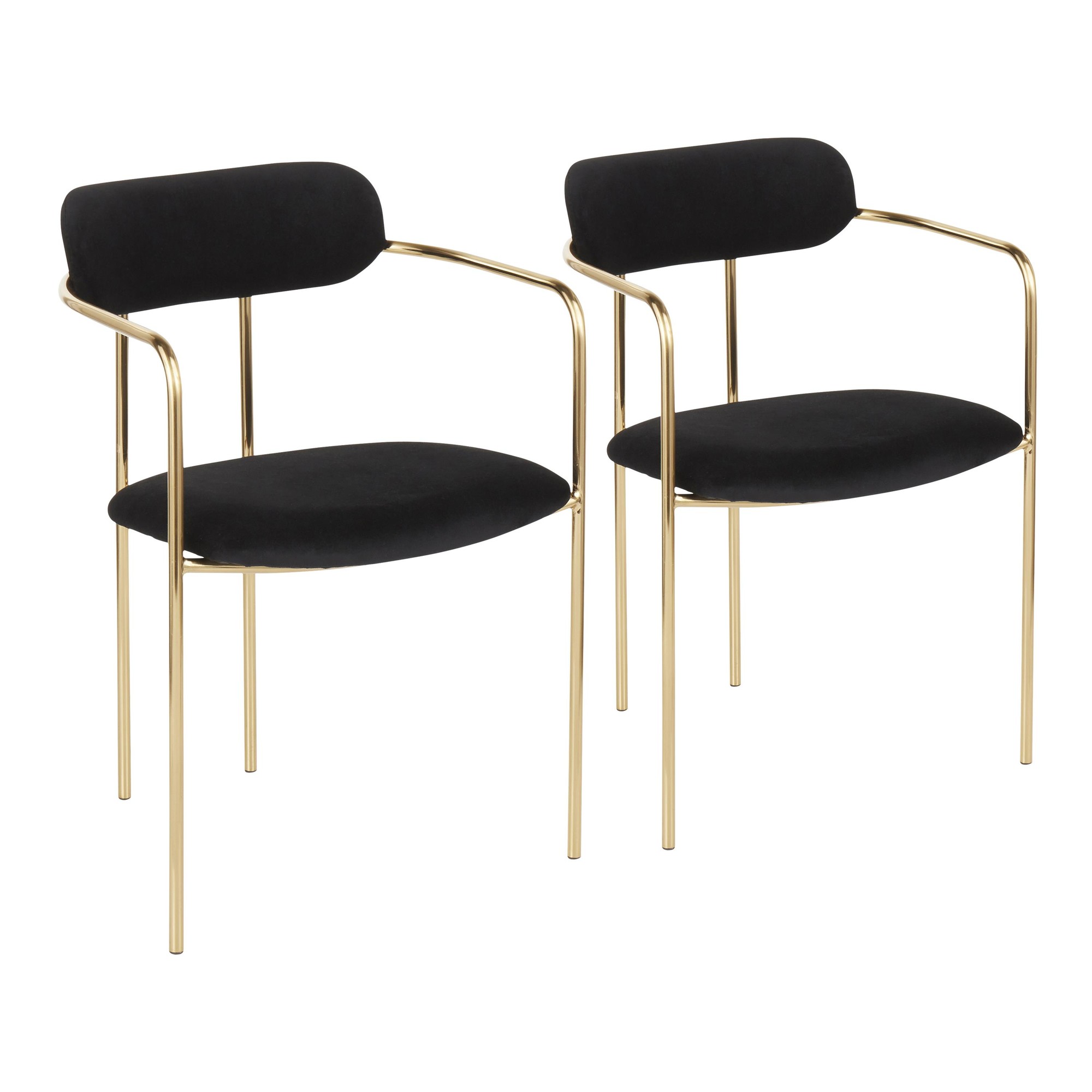 Demi Gold and Black Velvet Contemporary Chairs (Set of 2) 5 Demi Gold and Black Velvet Contemporary Chairs (Set of 2) - Image 5